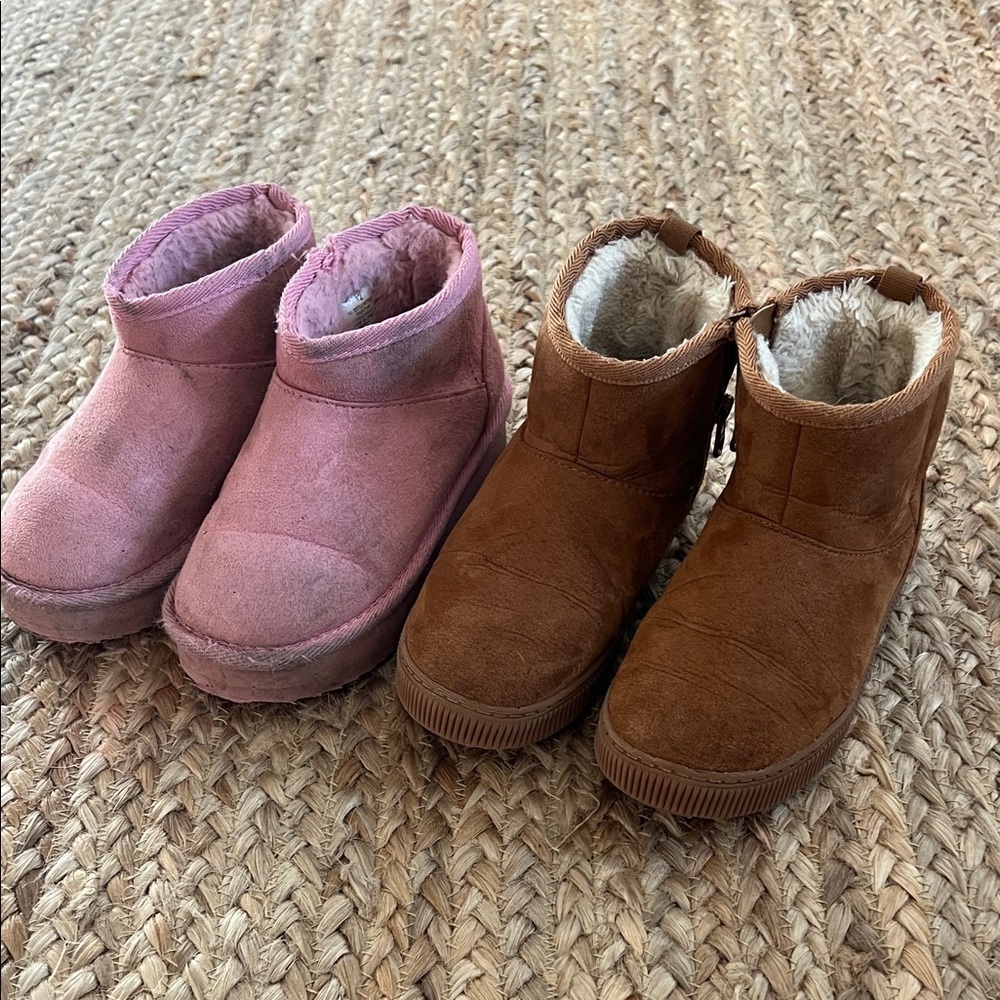 Cat & Jack Boots Pink and Brown Boots Girls size 12 GUC